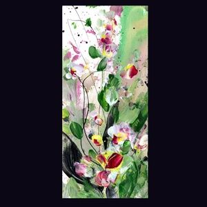 Original Abstract Floral Watercolor Painting - Floral Encounters 6